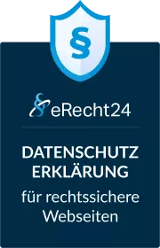 Siegel von eRecht24 für rechtssichere Websites